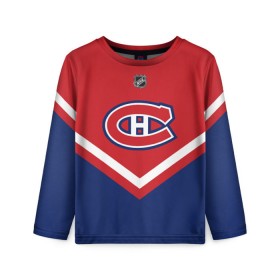 Детский лонгслив 3D с принтом Montreal Canadiens , 100% полиэстер | длинные рукава, круглый вырез горловины, полуприлегающий силуэт
 | america | canada | hockey | nhl | usa | америка | канада | канадиенс | лед | монреаль | нхл | сша | хоккей