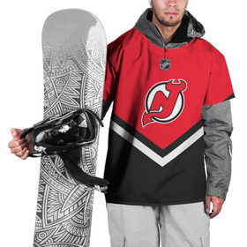 Накидка на куртку 3D с принтом New Jersey Devils , 100% полиэстер |  | america | canada | hockey | nhl | usa | америка | девилз | джерси | канада | лед | нхл | нью | сша | хоккей