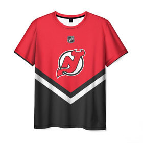 Мужская футболка 3D с принтом New Jersey Devils , 100% полиэфир | прямой крой, круглый вырез горловины, длина до линии бедер | Тематика изображения на принте: america | canada | hockey | nhl | usa | америка | девилз | джерси | канада | лед | нхл | нью | сша | хоккей