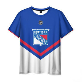 Мужская футболка 3D с принтом New York Rangers , 100% полиэфир | прямой крой, круглый вырез горловины, длина до линии бедер | Тематика изображения на принте: america | canada | hockey | nhl | usa | америка | канада | лед | нхл | нью йорк | рейнджерс | сша | хоккей