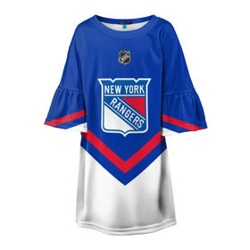 Детское платье 3D с принтом New York Rangers , 100% полиэстер | прямой силуэт, чуть расширенный к низу. Круглая горловина, на рукавах — воланы | america | canada | hockey | nhl | usa | америка | канада | лед | нхл | нью йорк | рейнджерс | сша | хоккей