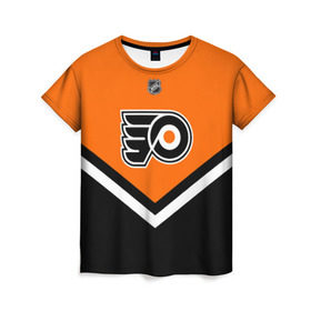 Женская футболка 3D с принтом Philadelphia Flyers , 100% полиэфир ( синтетическое хлопкоподобное полотно) | прямой крой, круглый вырез горловины, длина до линии бедер | america | canada | hockey | nhl | usa | америка | канада | лед | нхл | сша | филадельфия | флайерз | хоккей