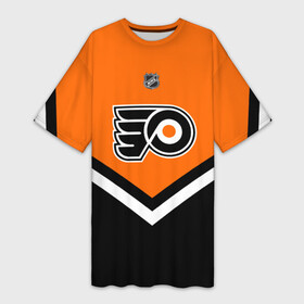 Платье-футболка 3D с принтом Philadelphia Flyers ,  |  | america | canada | hockey | nhl | usa | америка | канада | лед | нхл | сша | филадельфия | флайерз | хоккей