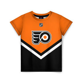 Детская футболка 3D с принтом Philadelphia Flyers , 100% гипоаллергенный полиэфир | прямой крой, круглый вырез горловины, длина до линии бедер, чуть спущенное плечо, ткань немного тянется | america | canada | hockey | nhl | usa | америка | канада | лед | нхл | сша | филадельфия | флайерз | хоккей