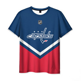 Мужская футболка 3D с принтом Washington Capitals , 100% полиэфир | прямой крой, круглый вырез горловины, длина до линии бедер | america | canada | hockey | nhl | usa | америка | вашингтон | канада | кэпиталз | лед | нхл | овечкин | сша | хоккей