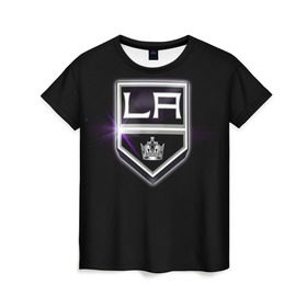 Женская футболка 3D с принтом Los Angeles Kings , 100% полиэфир ( синтетическое хлопкоподобное полотно) | прямой крой, круглый вырез горловины, длина до линии бедер | hockey | kings | los angeles | nhl | корона | нхл | хоккеист | хоккей