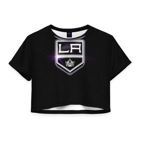 Женская футболка 3D укороченная с принтом Los Angeles Kings , 100% полиэстер | круглая горловина, длина футболки до линии талии, рукава с отворотами | hockey | kings | los angeles | nhl | корона | нхл | хоккеист | хоккей