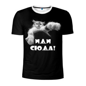 Мужская футболка 3D спортивная с принтом Иди сюда! , 100% полиэстер с улучшенными характеристиками | приталенный силуэт, круглая горловина, широкие плечи, сужается к линии бедра | киска | кот | котёнок | кошка | лапа | прикольные картинки