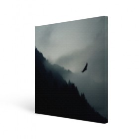 Холст квадратный с принтом Орёл , 100% ПВХ |  | Тематика изображения на принте: горы | пейзаж | сумерки