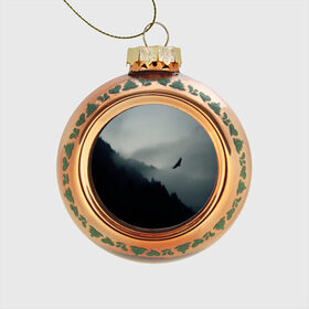 Стеклянный ёлочный шар с принтом Орёл , Стекло | Диаметр: 80 мм | горы | пейзаж | сумерки