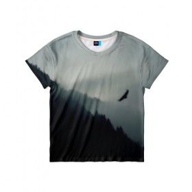 Детская футболка 3D с принтом Орёл , 100% гипоаллергенный полиэфир | прямой крой, круглый вырез горловины, длина до линии бедер, чуть спущенное плечо, ткань немного тянется | горы | пейзаж | сумерки