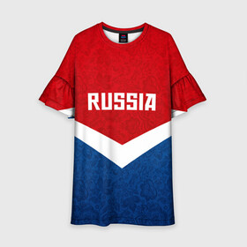 Детское платье 3D с принтом Russia Team , 100% полиэстер | прямой силуэт, чуть расширенный к низу. Круглая горловина, на рукавах — воланы | cup | football | russia | олипм | россия | русская | русский | футбол | хохлома