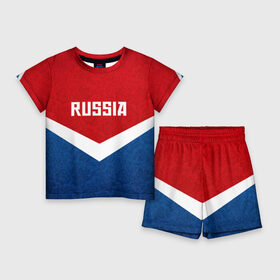 Детский костюм с шортами 3D с принтом Russia Team ,  |  | Тематика изображения на принте: cup | football | russia | олипм | россия | русская | русский | футбол | хохлома