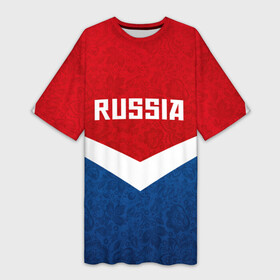 Платье-футболка 3D с принтом Russia Team ,  |  | cup | football | russia | олипм | россия | русская | русский | футбол | хохлома