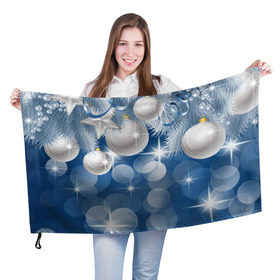 Флаг 3D с принтом Новогодний узор , 100% полиэстер | плотность ткани — 95 г/м2, размер — 67 х 109 см. Принт наносится с одной стороны | happy new year | блеск | ёлка | зима | игрушки. праздник | конфетти | новый год | подарки | снег