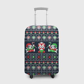Чехол для чемодана 3D с принтом Mario Bros Christmas , 86% полиэфир, 14% спандекс | двустороннее нанесение принта, прорези для ручек и колес | 