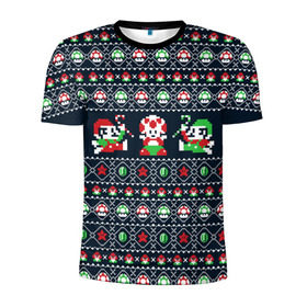 Мужская футболка 3D спортивная с принтом Mario Bros Christmas , 100% полиэстер с улучшенными характеристиками | приталенный силуэт, круглая горловина, широкие плечи, сужается к линии бедра | Тематика изображения на принте: 