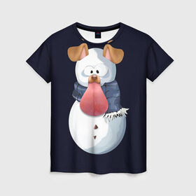 Женская футболка 3D с принтом Снэпчат собака , 100% полиэфир ( синтетическое хлопкоподобное полотно) | прямой крой, круглый вырез горловины, длина до линии бедер | snapchat | радуга | снеговик | снэпчат | уши | фильтр | язык