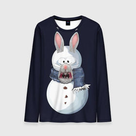 Мужской лонгслив 3D с принтом Снэпчат кролик , 100% полиэстер | длинные рукава, круглый вырез горловины, полуприлегающий силуэт | snapchat | радуга | снеговик | снэпчат | уши | фильтр | язык