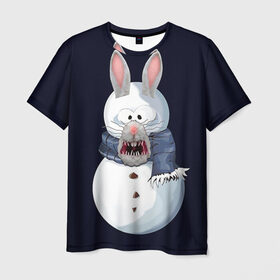 Мужская футболка 3D с принтом Снэпчат кролик , 100% полиэфир | прямой крой, круглый вырез горловины, длина до линии бедер | snapchat | радуга | снеговик | снэпчат | уши | фильтр | язык