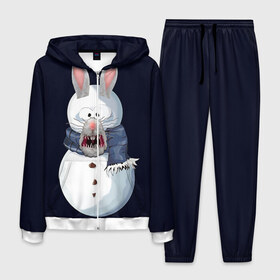 Мужской костюм 3D с принтом Снэпчат кролик , 100% полиэстер | Манжеты и пояс оформлены тканевой резинкой, двухслойный капюшон со шнурком для регулировки, карманы спереди | snapchat | радуга | снеговик | снэпчат | уши | фильтр | язык