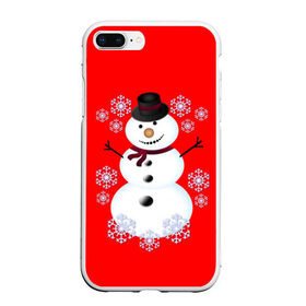 Чехол для iPhone 7Plus/8 Plus матовый с принтом Снеговик , Силикон | Область печати: задняя сторона чехла, без боковых панелей | 2017 | дед мороз | зима | новый год | снеговик | снежинки