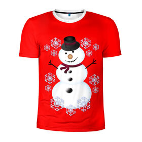 Мужская футболка 3D спортивная с принтом Снеговик , 100% полиэстер с улучшенными характеристиками | приталенный силуэт, круглая горловина, широкие плечи, сужается к линии бедра | Тематика изображения на принте: 2017 | дед мороз | зима | новый год | снеговик | снежинки