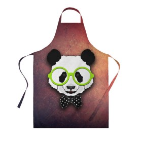 Фартук 3D с принтом Панда в очках , 100% полиэстер | общий размер — 65 х 85 см, ширина нагрудника — 26 см, горловина — 53 см, длина завязок — 54 см, общий обхват в поясе — 173 см. Принт на завязках и на горловине наносится с двух сторон, на основной части фартука — только с внешней стороны | модные животные | панда | панда в очках | прикольные картинки