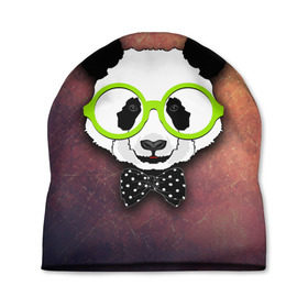 Шапка 3D с принтом Панда в очках , 100% полиэстер | универсальный размер, печать по всей поверхности изделия | модные животные | панда | панда в очках | прикольные картинки