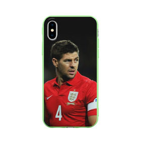 Чехол для Apple iPhone X силиконовый матовый с принтом Steven Gerrard , Силикон | Печать на задней стороне чехла, без боковой панели | england national team | premier league | steven gerrard | англия | ливерпуль | стивен джеррард | футбол