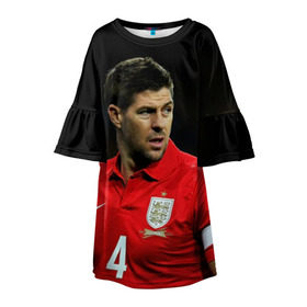 Детское платье 3D с принтом Steven Gerrard , 100% полиэстер | прямой силуэт, чуть расширенный к низу. Круглая горловина, на рукавах — воланы | england national team | premier league | steven gerrard | англия | ливерпуль | стивен джеррард | футбол