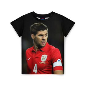 Детская футболка 3D с принтом Steven Gerrard , 100% гипоаллергенный полиэфир | прямой крой, круглый вырез горловины, длина до линии бедер, чуть спущенное плечо, ткань немного тянется | england national team | premier league | steven gerrard | англия | ливерпуль | стивен джеррард | футбол