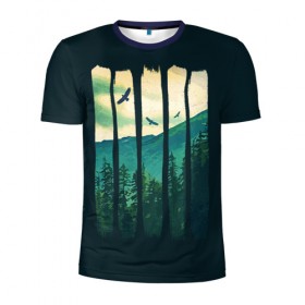 Мужская футболка 3D спортивная с принтом Green Life , 100% полиэстер с улучшенными характеристиками | приталенный силуэт, круглая горловина, широкие плечи, сужается к линии бедра | bird | forest | green | mountain | nature | гора | дерево | деревья | зеленый | лес | природа | птицы