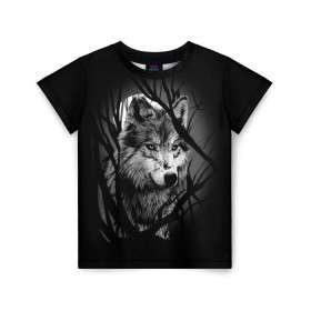 Детская футболка 3D с принтом Серый волк , 100% гипоаллергенный полиэфир | прямой крой, круглый вырез горловины, длина до линии бедер, чуть спущенное плечо, ткань немного тянется | Тематика изображения на принте: animal | beast | grey | roar | wolf | волк | животное | зверь | рык | серый