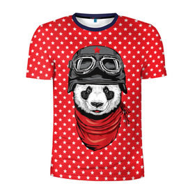 Мужская футболка 3D спортивная с принтом Панда пилот , 100% полиэстер с улучшенными характеристиками | приталенный силуэт, круглая горловина, широкие плечи, сужается к линии бедра | bear | panda | pilot | медведь