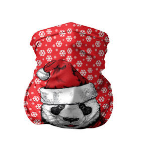 Бандана-труба 3D с принтом Панда Клаус , 100% полиэстер, ткань с особыми свойствами — Activecool | плотность 150‒180 г/м2; хорошо тянется, но сохраняет форму | animal | bear | beast | claus | panda | santa | дед мороз | елка | зверь | клаус | медведь | новый год | панда | рождество | санта | снег