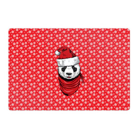 Магнитный плакат 3Х2 с принтом Панда Клаус , Полимерный материал с магнитным слоем | 6 деталей размером 9*9 см | animal | bear | beast | claus | panda | santa | дед мороз | елка | зверь | клаус | медведь | новый год | панда | рождество | санта | снег