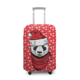 Чехол для чемодана 3D с принтом Панда Клаус , 86% полиэфир, 14% спандекс | двустороннее нанесение принта, прорези для ручек и колес | animal | bear | beast | claus | panda | santa | дед мороз | елка | зверь | клаус | медведь | новый год | панда | рождество | санта | снег