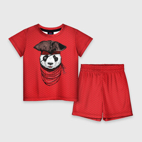 Детский костюм с шортами 3D с принтом Панда пират ,  |  | animal | bay | bear | beast | captain | panda | pirate | бухта | зверь | капитан | корабль | медведь | панда | пират