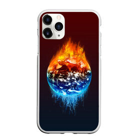 Чехол для iPhone 11 Pro матовый с принтом Огонь против воды , Силикон |  | battle | fire | galaxy | planet | space | water | битва | вода | галактика | земля | космос | огонь | пламя | планета
