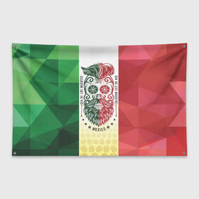 Флаг-баннер с принтом Мексика , 100% полиэстер | размер 67 х 109 см, плотность ткани — 95 г/м2; по краям флага есть четыре люверса для крепления | мексика | флаг | череп