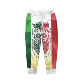 Детские брюки 3D с принтом Мексика , 100% полиэстер | манжеты по низу, эластичный пояс регулируется шнурком, по бокам два кармана без застежек, внутренняя часть кармана из мелкой сетки | Тематика изображения на принте: мексика | флаг | череп