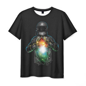 Мужская футболка 3D с принтом Космос внутри , 100% полиэфир | прямой крой, круглый вырез горловины, длина до линии бедер | cosmonaut | galaxy | planet | space | star | автронавт | галактика | звезды | космонавт | космос