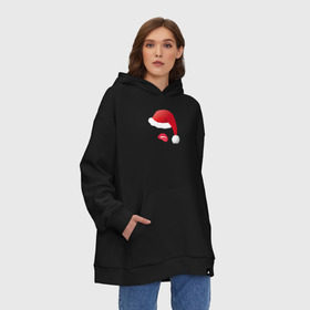 Худи SuperOversize хлопок с принтом Santa`s girl , 70% хлопок, 30% полиэстер, мягкий начес внутри | карман-кенгуру, эластичная резинка на манжетах и по нижней кромке, двухслойный капюшон
 | 