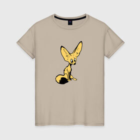 Женская футболка хлопок с принтом Лисенок , 100% хлопок | прямой крой, круглый вырез горловины, длина до линии бедер, слегка спущенное плечо | животное | лиса | фенек