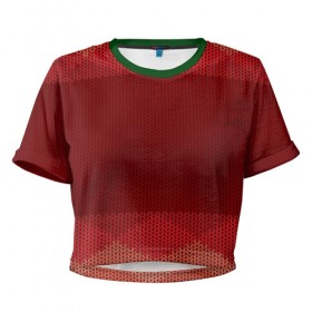Женская футболка 3D укороченная с принтом Простой свитер 3 , 100% полиэстер | круглая горловина, длина футболки до линии талии, рукава с отворотами | красный | свитер | текстура