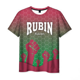 Мужская футболка 3D с принтом Rubin Kazan , 100% полиэфир | прямой крой, круглый вырез горловины, длина до линии бедер | казань | рубин