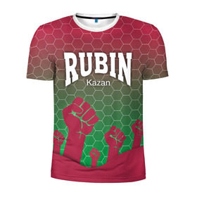 Мужская футболка 3D спортивная с принтом Rubin Kazan , 100% полиэстер с улучшенными характеристиками | приталенный силуэт, круглая горловина, широкие плечи, сужается к линии бедра | казань | рубин