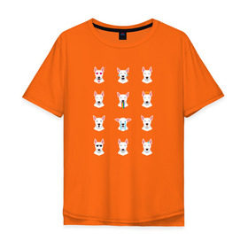 Мужская футболка хлопок Oversize с принтом 12 эмоций бультерьера , 100% хлопок | свободный крой, круглый ворот, “спинка” длиннее передней части | emoji | булечка | булик | буль | бультерьер | смайл | собака | эмоджи | эмодзи