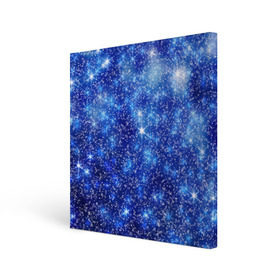 Холст квадратный с принтом Новогодний блеск , 100% ПВХ |  | Тематика изображения на принте: зима | конфетти | синий | снег
